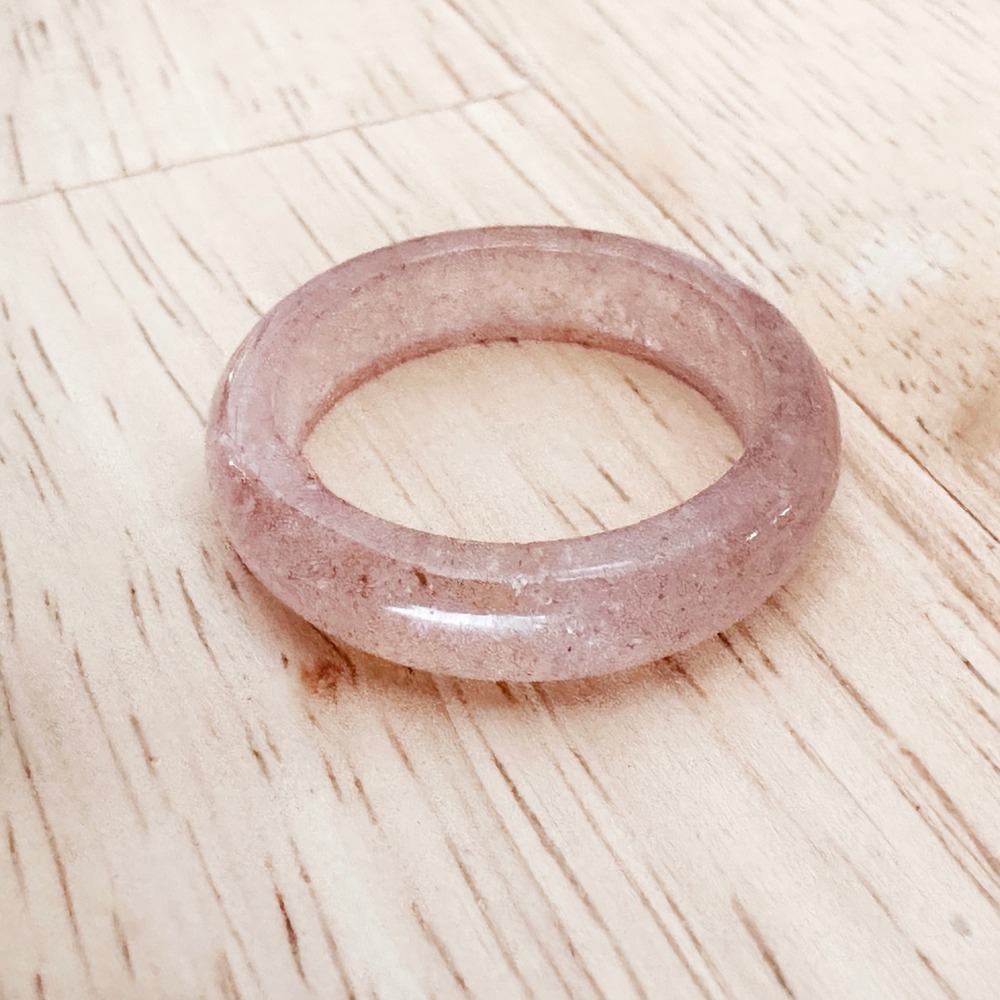 Rose Quartz Ring Size 10 Natural Stone Band 4mm Thick Pink Crystal Jewelry